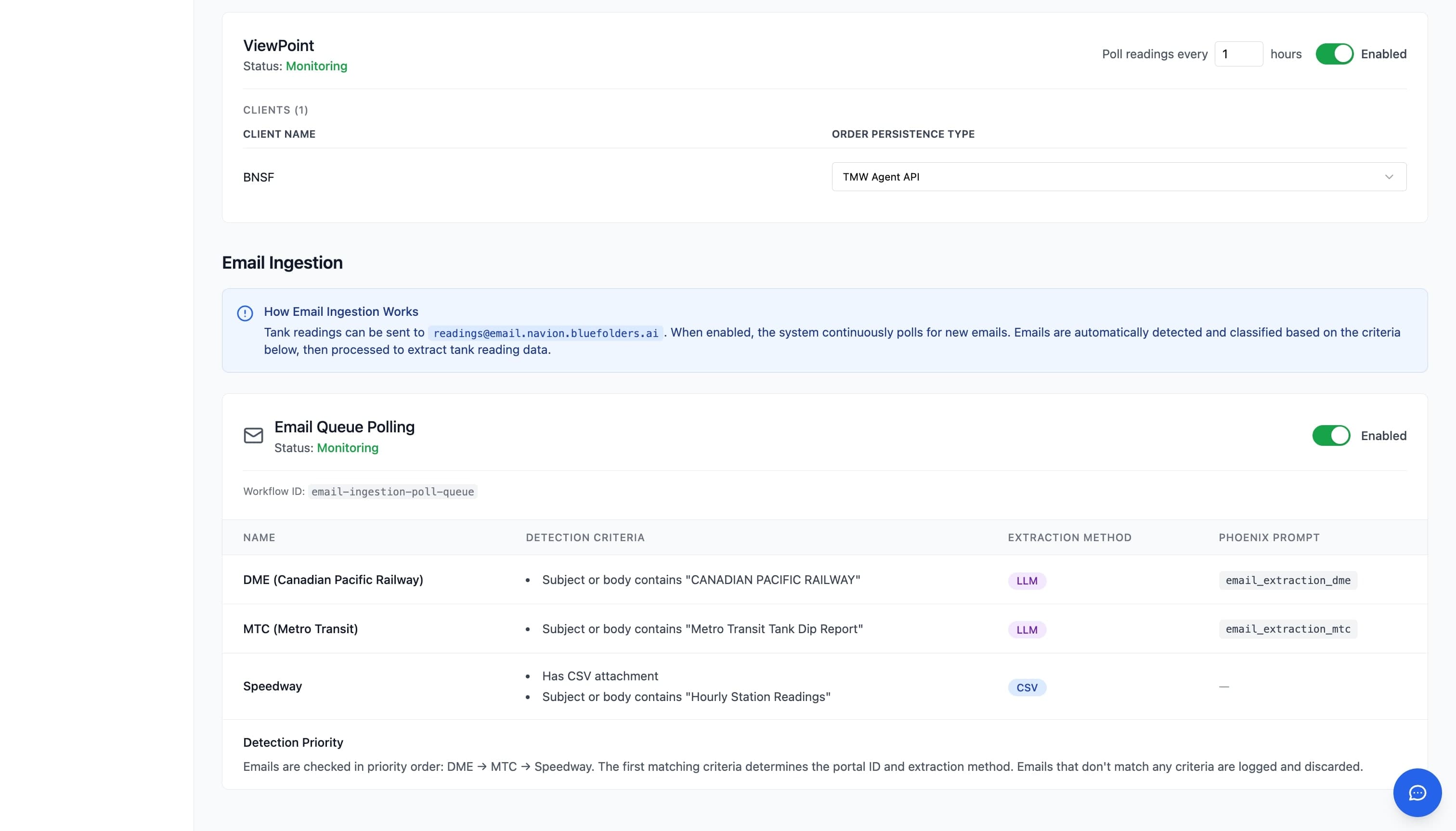 Parsing tank readings from emailed reports
